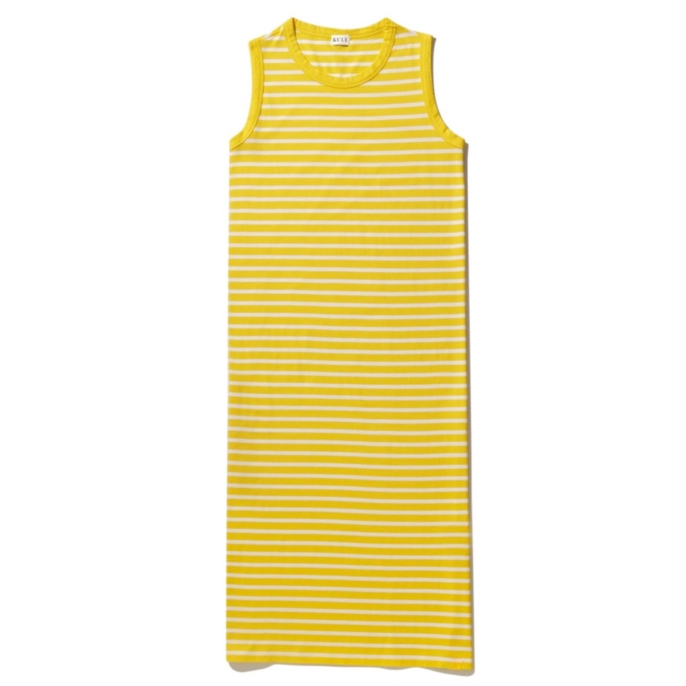 KULE Yellow and White Striped Cotton Tank Dress Large